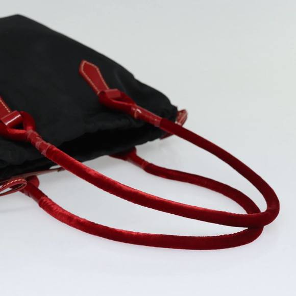 PRADA Tote Bag Nylon Velour Black Red Silver Auth 85714 - Picture 7 of 16
